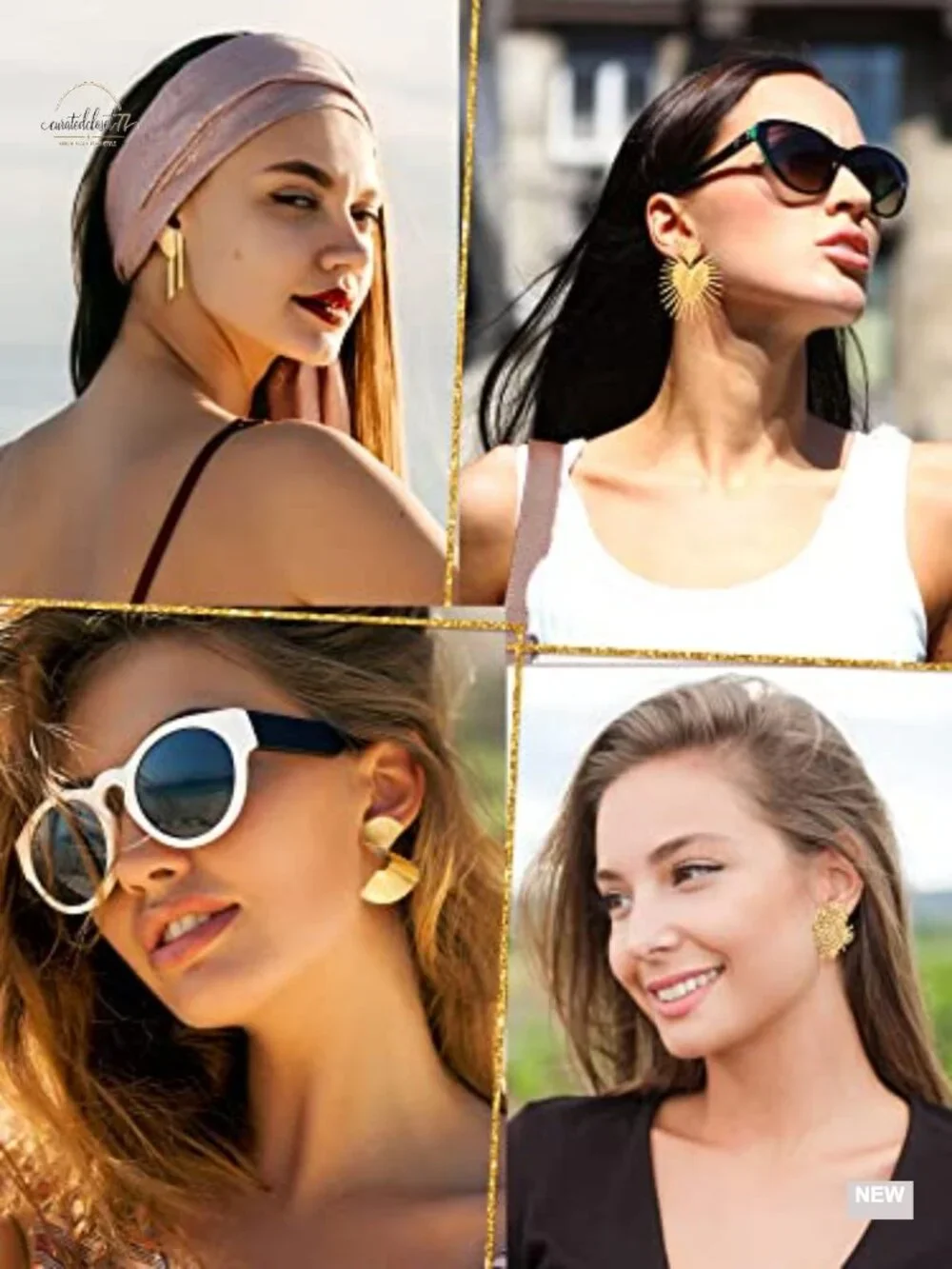 6 Pairs Gold Statement Earrings Set Geometric Woven Leaf Drop Dangle Jewelry